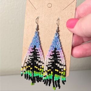 Colorful Glass Seed Bead Earrings Niche Ethnic Style Handmade Jewelry Bohemian